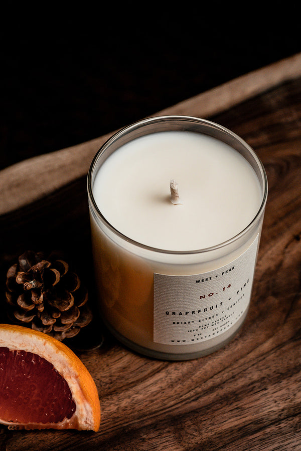 Grapefruit + Pine - 9 oz Glass Candle